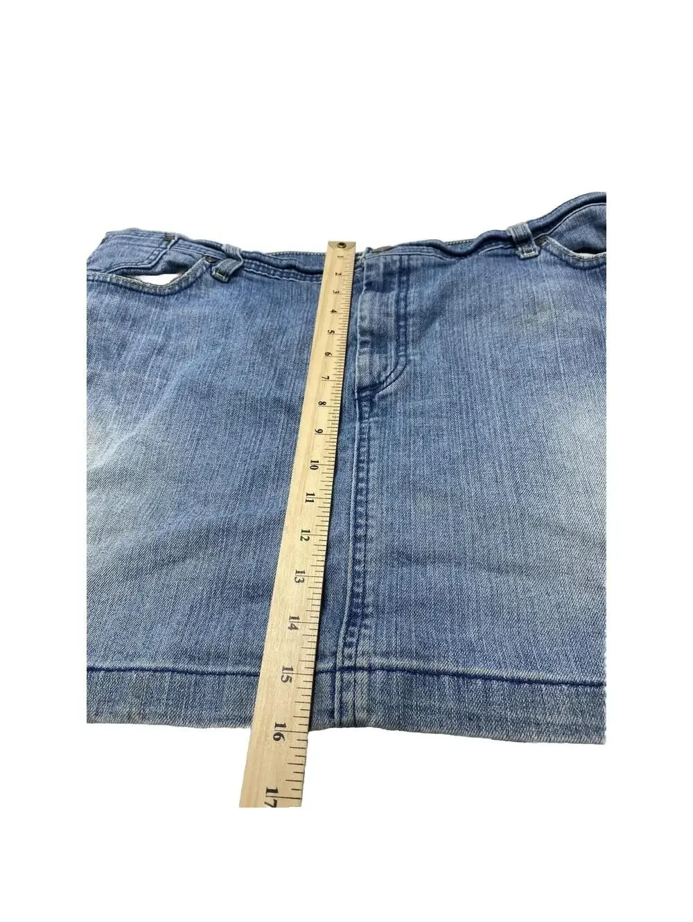 Low Waist Jean Skirt Plus Size Distressed Denim Dirt Spot On Back As Is Co